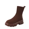 Bottines chaussettes marron pour femmes à semelle compensée et maille élastique respirante - 36 / Café