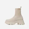 Bottines chaussettes beige tricotées pour femmes avec semelle plateforme épaisse crantée - 38 / Beige