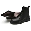 Durable men's outdoor high-top Martin boots with warm faux fur lining in black leather - 51688 Plush Lined Style (51688)