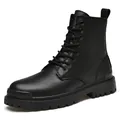 Men's classic black leather high-top Martin boots with durable lug sole design - 51688 Single Shoe Style (51688)