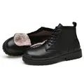 Stylish men's black high-top Martin boots with warm faux fur lining for winter outdoor use - 51686 Plush Lined Style (51686)
