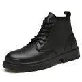 Durable men's black high-top Martin boots in stylish leather with a rugged sole - 51686 Single Shoe Style (51686)