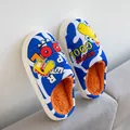 Lebhafte blaue Kinder-Hausschuhe mit Dinosaurier-Print und Plüschfutter - Größe 200 (Innenlänge 18.5cm) / Blau