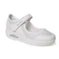 White mesh breathable women's casual shoes with velcro strap and air cushion sole - 35 / White