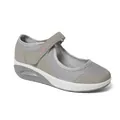 Lightweight breathable grey mesh walking shoes for women with adjustable Velcro strap - Gray