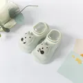 Cute light green baby walking socks shoes featuring a soft silicone sole and cat face detail - Size 18/19 (Internal Length 11.5cm) / Green Bear Style