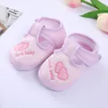 Soft sole pink striped baby walking shoes with heart embroidery for infants 0-1 year. - Size 11 / Double Heart Pink