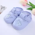 Classic blue striped baby walker shoes with heart embroidery and anti-slip soft sole - Size 11 (Inner Length 10.5cm) / Blue Hearts Stripe