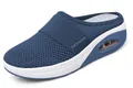 Blauwe ademende mesh instapslippers met dikke zool en zichtbare luchtkussenunit - Donkerblauw