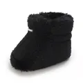 Bottillon de marche d'hiver en peluche noire pour bébé avec texture douce et chaude - Noir
