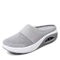 Mules à plateforme en maille grise pour femmes avec tige respirante et coussin d'air - Gris