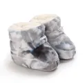 Bottes d'hiver pour bébé avec semelle souple et peluche douce au motif tie-dye bleu - Gris Camouflage