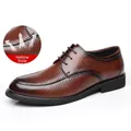 Classic brown perforated men's business dress shoe in British style for spring use - 37 / Hollow Out Brown
