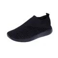 Baskets à enfiler noires légères pour femmes chaussures de sport respirantes en maille - Noir