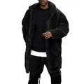 Cappotto orsacchiotto da uomo in ecopelliccia nera oversize per lo stile invernale - Taglia S / Top / Nero