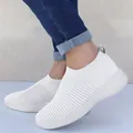 Baskets à enfiler en maille blanche pour femmes chaussures de marche légères et souples - 35 / Blanc