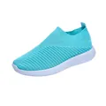 Baskets de course en maille turquoise pour femme, chaussures légères et souples - 35 / Bleu