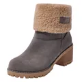 Bottes de neige grises en daim pour femmes avec col en polaire et talon épais - 35 / Gris