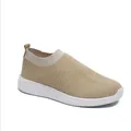 Chaussures décontractées pour femmes en maille beige respirante avec semelle blanche - Beige