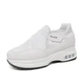 Sneakers platform in mesh bianche da donna con design traforato traspirante - Bianco