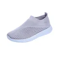 Chaussures de marche respirantes en maille lavande pour femmes avec semelle blanche - Gris