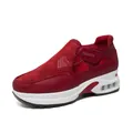 Sneaker casual rosse da donna in rete traspirante con suola platform a cuscinetto d'aria - Rosso