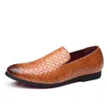 Braune Slipper für Herren aus geflochtenem Leder mit runder Spitze - 38 / Braun