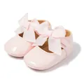 Zapatos de princesa rosa para bebé con suela blanda y un lazo grande decorativo - Rosa