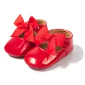 Zapatos de charol rojo para bebés con un gran lazo decorativo para caminar - Rojo