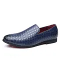 Herren Loafer in Dunkelblau mit stilvollem gewebtem Karomuster aus Ledertextur - 38 / Blau