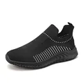 Men's breathable black flyknit slip-on sneakers with ultra-lightweight mesh design - 39 / Black and White