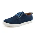 Elegante dunkelblaue Wildleder-Freizeitschuhe für Herren mit einer weißen Sohle. - 38 / Blau
