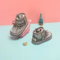 Children's glitter snow boots for girls with soft sole and bow accent - Rhinestone Grey