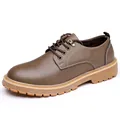 Scarpe da lavoro vintage marroni da uomo con spessa suola in gomma antiscivolo di qualità - 37 / Cachi (F1868)