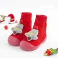 Dettaglio di scarpe calzino natalizie rosse per neonati con campanelli in peluche - 18/19 (11.5cm) / Christmas Rocket