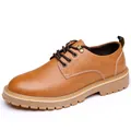 Scarpe da lavoro casual da uomo in pelle marrone con design vintage britannico e suola - 37 / Giallo (1868)