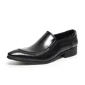 Elegante schwarze spitze Slipper aus echtem Leder für Herren Business-Casual-Schuhe - Schwarz