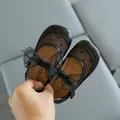 Schwarze Prinzessinnenschuhe für Mädchen mit Mesh-Herzmustern und großer Schleife - Schwarz
