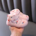 Bottes d'hiver pour bébés roses doublées en polaire avec imprimé fraise et semelles souples - Rose