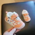 Pink toddler winter cotton shoes featuring warm fleece lining and sprinkle pattern - Size 15 (Inner Length 12cm) / Orange