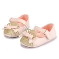 Sweet pink baby princess shoes with gold glitter toe and crown ornament - Pink Gold