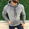 Dettaglio di una felpa con cappuccio in pile sherpa grigio da uomo con trama morbida - Taglia S / Top / Grigio