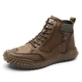 Bottes de neige chaudes pour hommes avec col en maille et cuir texturé pour l'hiver. - 38 / Style Simple / Marron