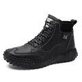 Bottines Martin noires pour hommes avec doublure chaude et design de col chaussette - 38 / Style Simple / Noir