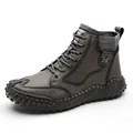 Bottines Martin grises pour hommes avec col en tricot chaud et semelle crantée - 38 / Style Simple / Gris