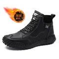 Bottes d'hiver pour hommes noires doublées de polaire avec un col en chaussette chaud - 38 / Style Doublé Polaire / Noir