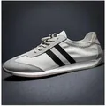 Baskets décontractées en cuir rétro haut de gamme pour hommes blanc et noir classique - 38 / Abricot