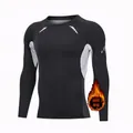 Men's thermal fleece compression shirt detail showing black and grey athletic fabric - 3XL / Tops / Black and Gray (JR1079)