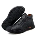 Black men's high-top winter boots with warm fleece lining and non-slip rubber soles - 38 / Black Fleece Lined
