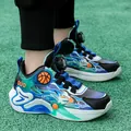 Vibrant blue and green boys basketball shoes with rotary buckle dial and dragon patterns - 38 / hd903 Single Lining / Black Blue
